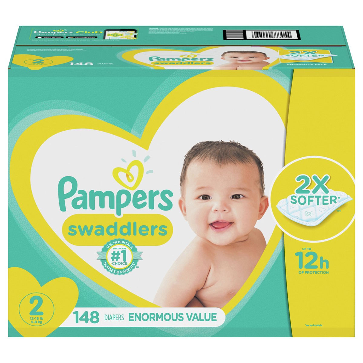 slide 1 of 18, Pampers Swaddlers Disposable Diapers Enormous Pack - Size 2, 148 ct