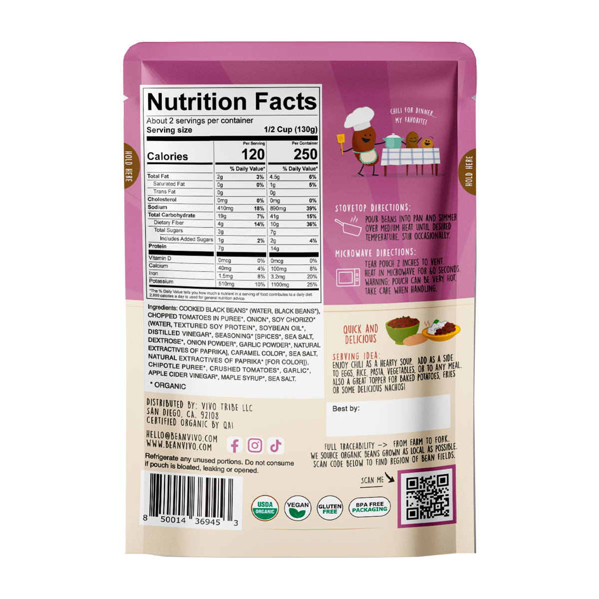 slide 2 of 5, BeanVivo Chipotle Chili Black Beans - 10 oz, 10 oz