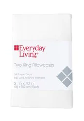 Everyday Living 200 Thread Count Cotton/Polyester Pillowcase - 2 Pack - Brite White