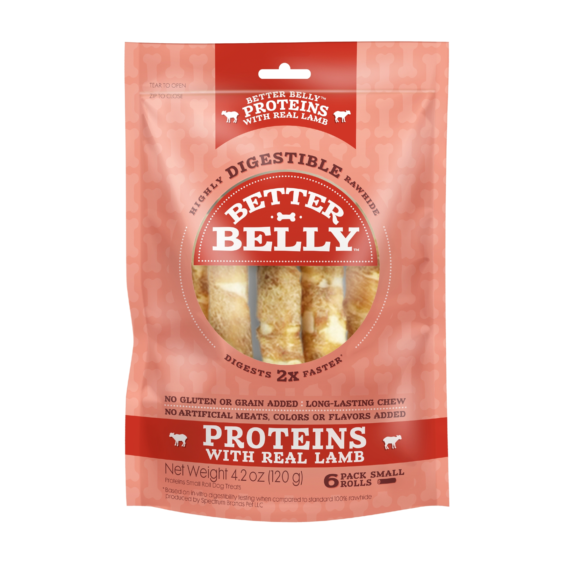 slide 1 of 1, Better Belly Proteins with Real Lamb Dog Chew, 4.2 oz
