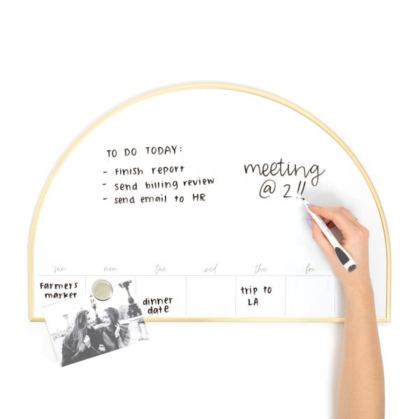 slide 4 of 6, U Brands® Magnetic Weekly Planner Dry Erase Board, 23"" W x 15""H, Gold Metal Arch Frame, 1 ct