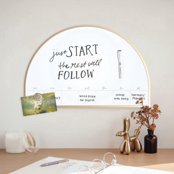 slide 2 of 6, U Brands® Magnetic Weekly Planner Dry Erase Board, 23"" W x 15""H, Gold Metal Arch Frame, 1 ct