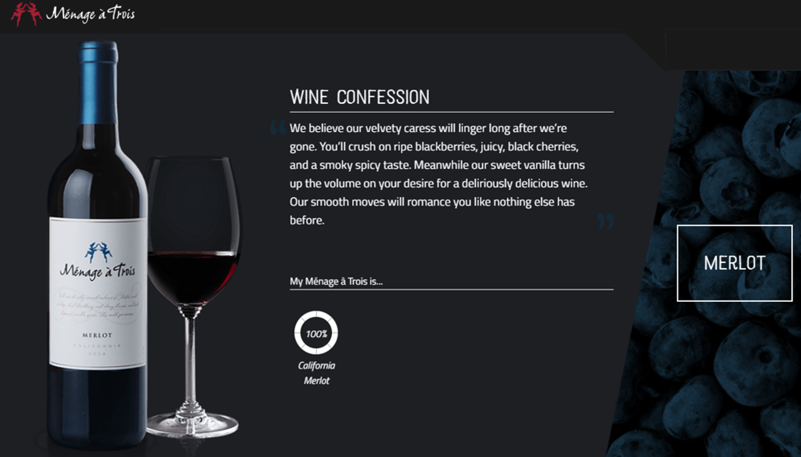 slide 9 of 9, Menage A Trois Merlot Wine, 750 ml