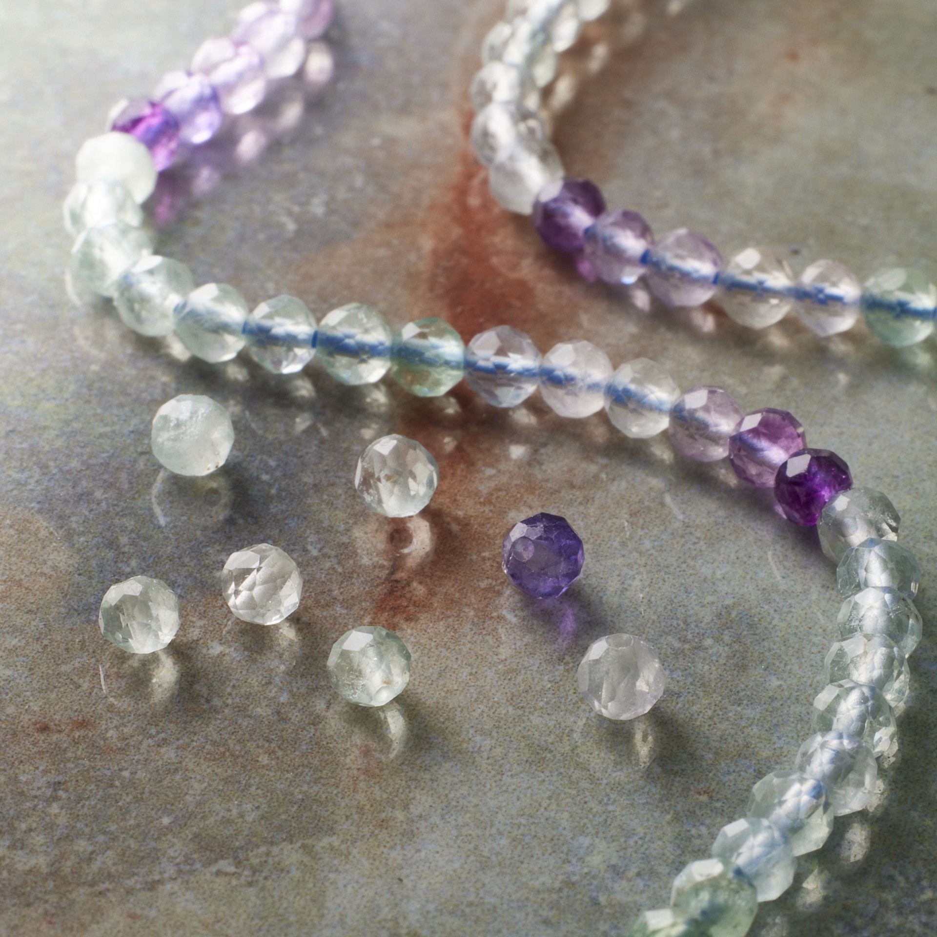 slide 2 of 3, Mix Ombre Fluorite Faceted Round Beads, 2.5mm By Bead Landing, 2.5mm