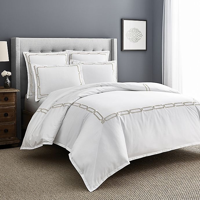 slide 1 of 1, Wamsutta Jocelyn PimaCott Embroidered Queen Duvet Cover Set - White, 3 ct