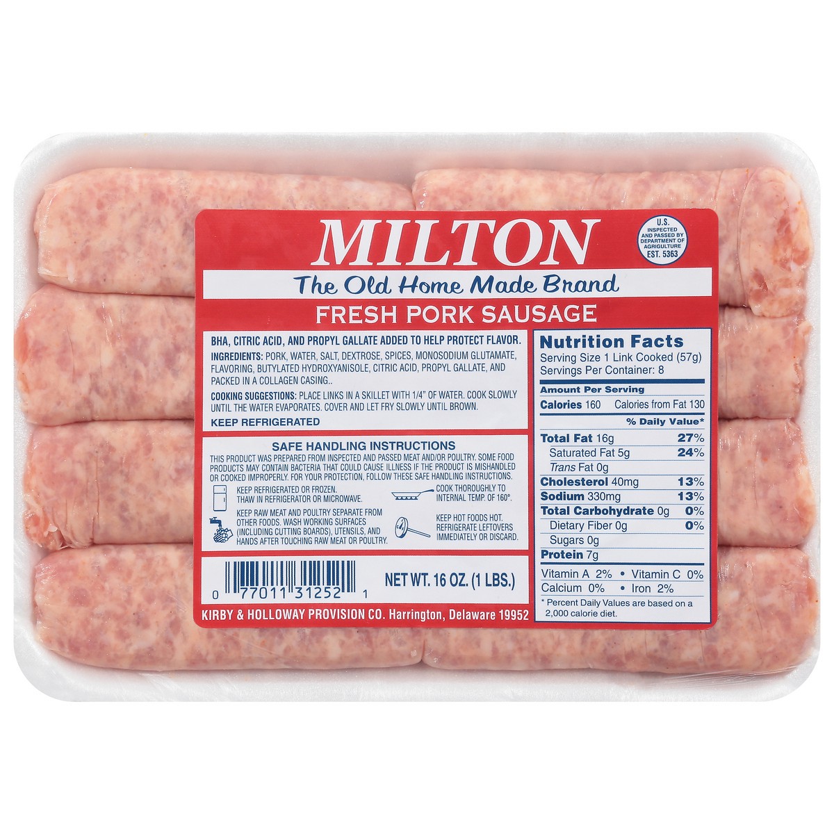 slide 1 of 1, Milton's 2 Oz Sausage Links, 16 oz