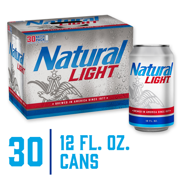 slide 3 of 19, Natural Light Beer, 30 Pack Beer, 12 FL OZ Cans, 360 fl. oz