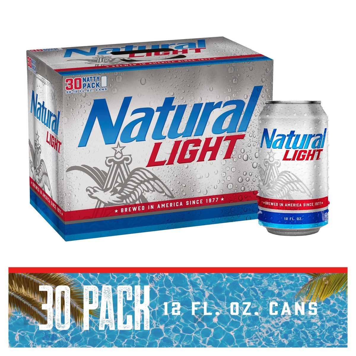 slide 1 of 19, NATURAL LIGHT Beer, 30 Pack 12 fl. oz. Cans, 30 ct; 12 oz