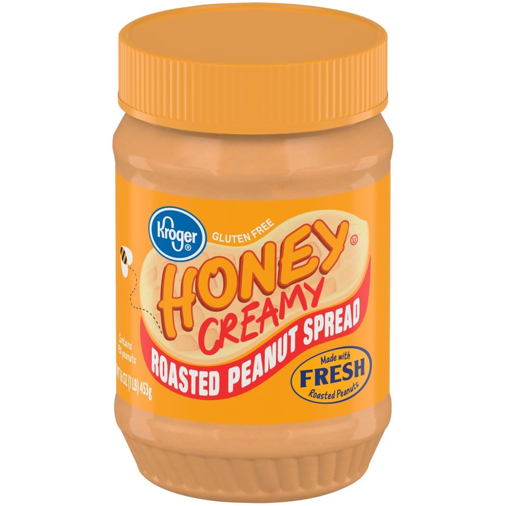 slide 1 of 4, Kroger Honey Creamy Roasted Peanut Spread, 16 oz