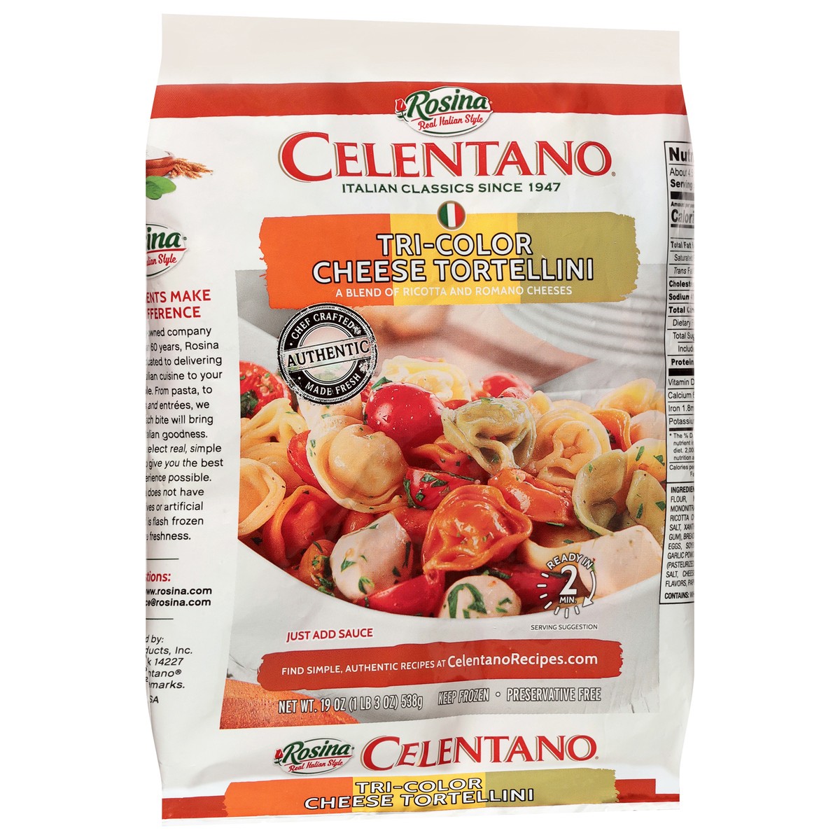 slide 4 of 4, Celentano Tri-Color Cheese Tortellini 19 oz, 19 oz