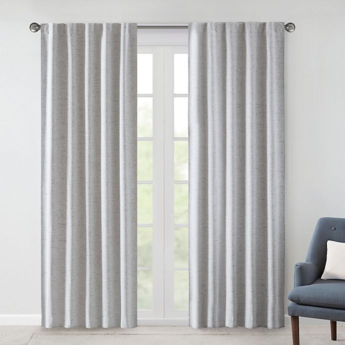 slide 1 of 9, 510 Design Ebon 95-Inch Woven Rod Pocket/Back Tab Total Blackout Curtain - Grey, 2 ct