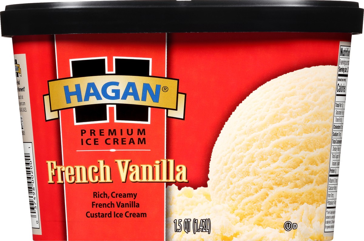slide 2 of 10, Hagan French Vanilla Premium Ice Cream 1.5 qt. Carton, 1.42 liter