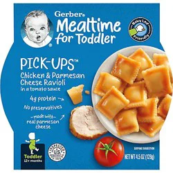 Gerber Pick-Ups Chicken and Parmesan Cheese Ravioli in Tomato Sauce Toddler Meals, 4.5 Oz Tray
