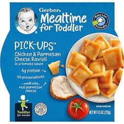 Gerber Pick-Ups Chicken and Parmesan Cheese Ravioli in Tomato Sauce Toddler Meals, 4.5 Oz Tray