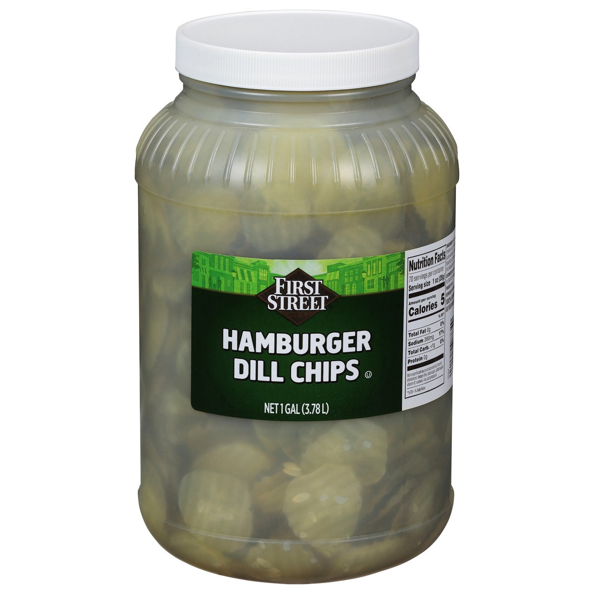 slide 9 of 14, Cb22 First Street Pickle Chips Dill Crinkle Cut - 1 gal, 1 gal