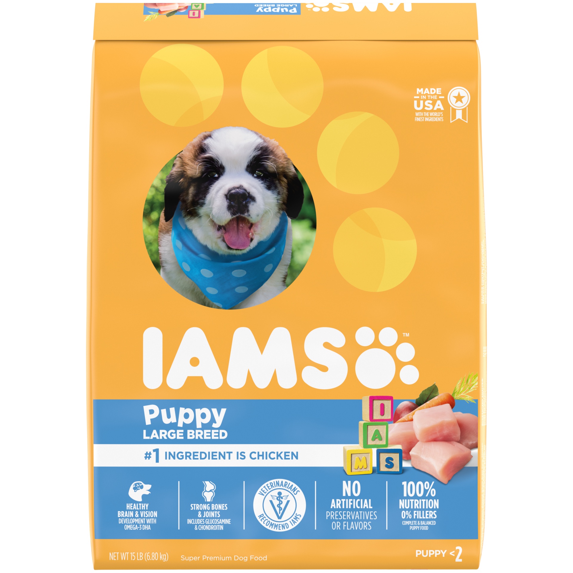 slide 1 of 7, Iams Smart Puppy Large Breed Dry Puppy Food With Real Chicken, 15 lb