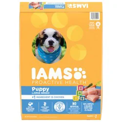 IAMS PROACTIVE HEALTH Puppy Food Large Breed Dry Dog Food with Real Chicken, 15 lb Bag