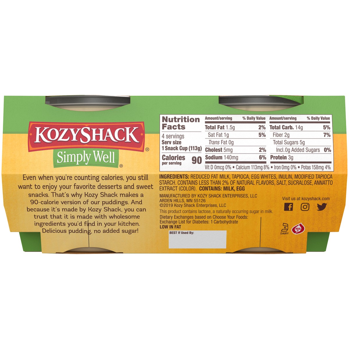 slide 5 of 11, Kozy Shack Tapioca Simply Well Tapioca Pudding 4Pk, 16 oz