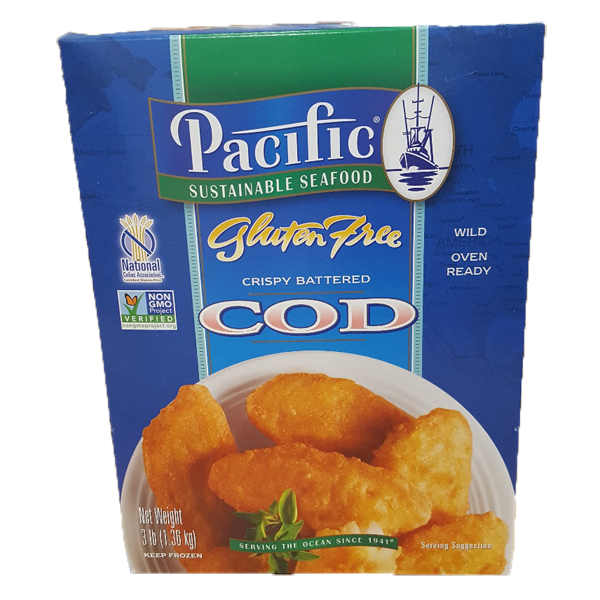 slide 1 of 1, Pacific Seafood Crispy Battered Cod Gluten Free, 3 lb