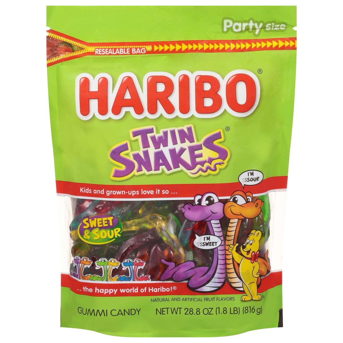 slide 7 of 13, Haribo Party Size Twin Snakes Sweet & Sour Gummi Candy 28.8 oz, 28.8 oz