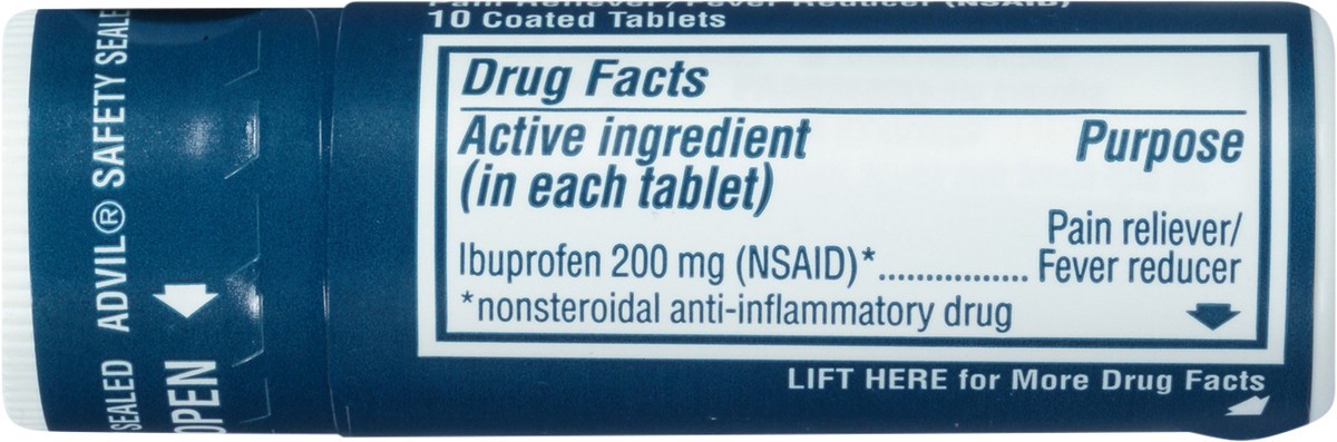slide 2 of 7, Advil Pain Reliever Fever Reducer Coated Tablet 200Mg Ibuprofen Temporary Pain Relief - 10 Count, 10 ct