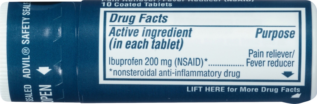 slide 5 of 8, Advil Coated Tablets 200 mg Ibuprofen 10 ea, 10 ct