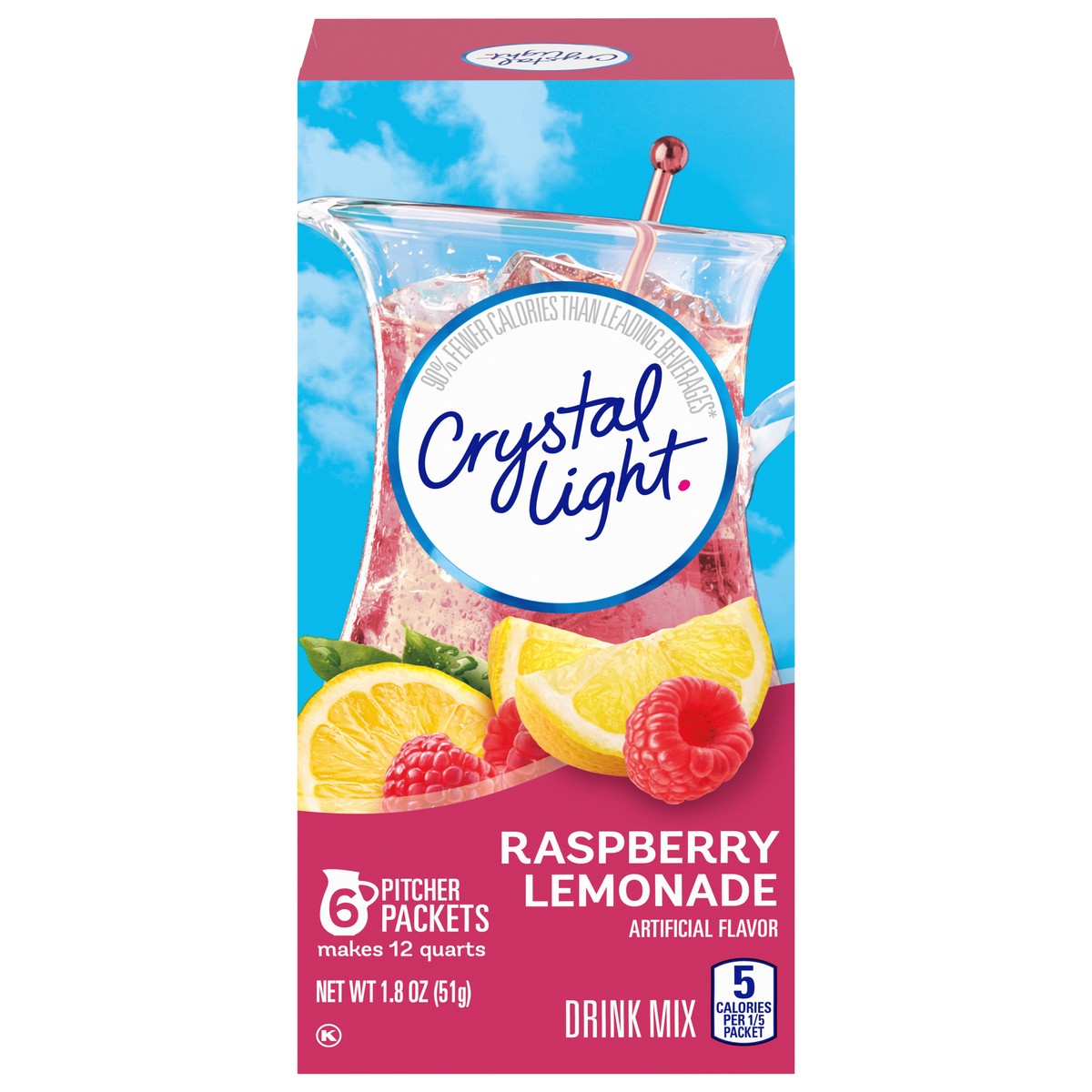 slide 1 of 9, Crystal Light Raspberry Lemonade Drink Mix 6 Packets, 6 ct
