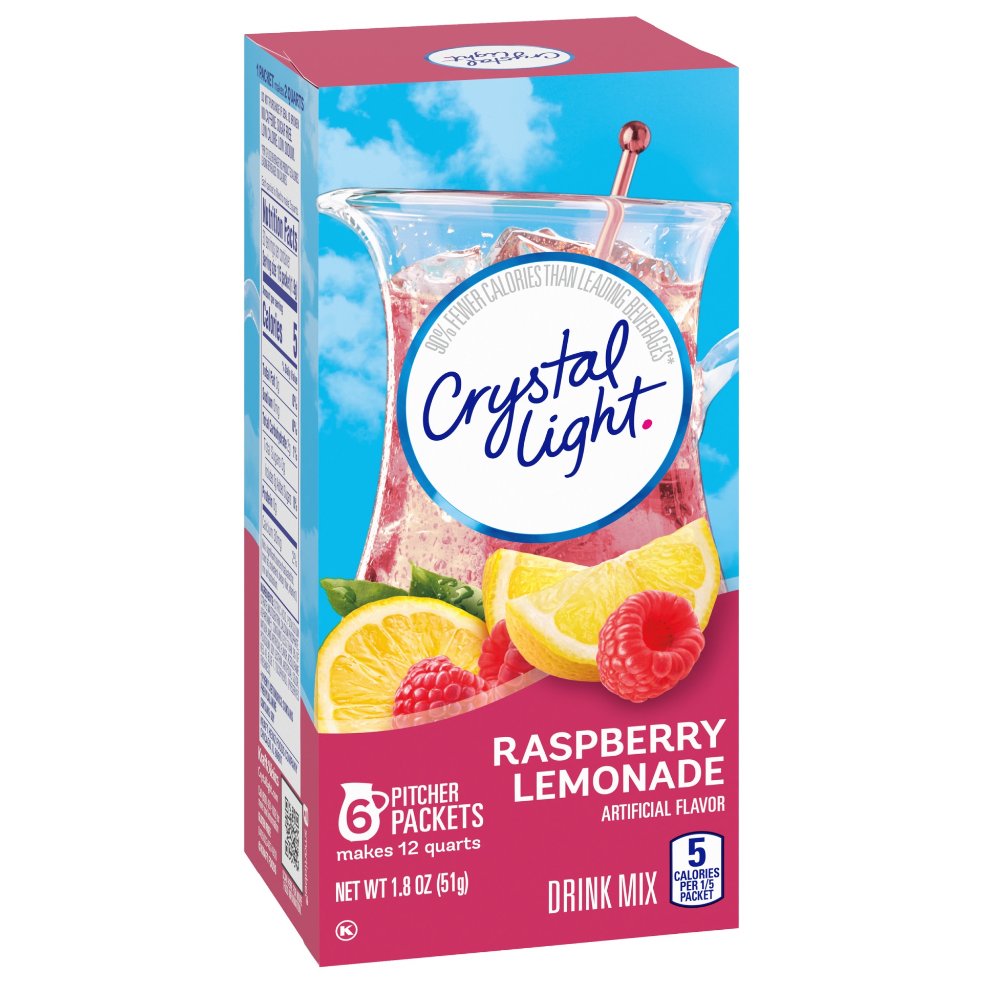 slide 6 of 7, Crystal Light Raspberry Lemonade Artificially Flavored Powdered Drink Mix Pitcher Packets, 6 ct; 1.8 oz