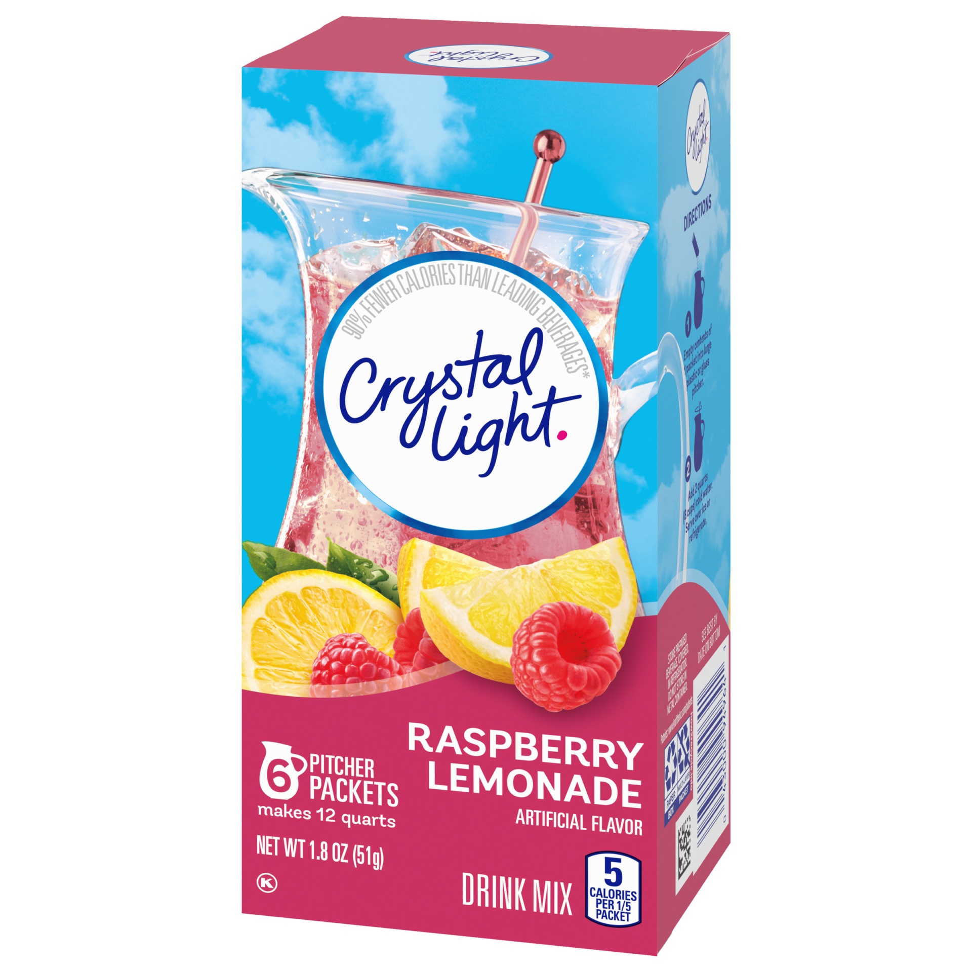 slide 7 of 7, Crystal Light Raspberry Lemonade Artificially Flavored Powdered Drink Mix Pitcher Packets, 6 ct; 1.8 oz