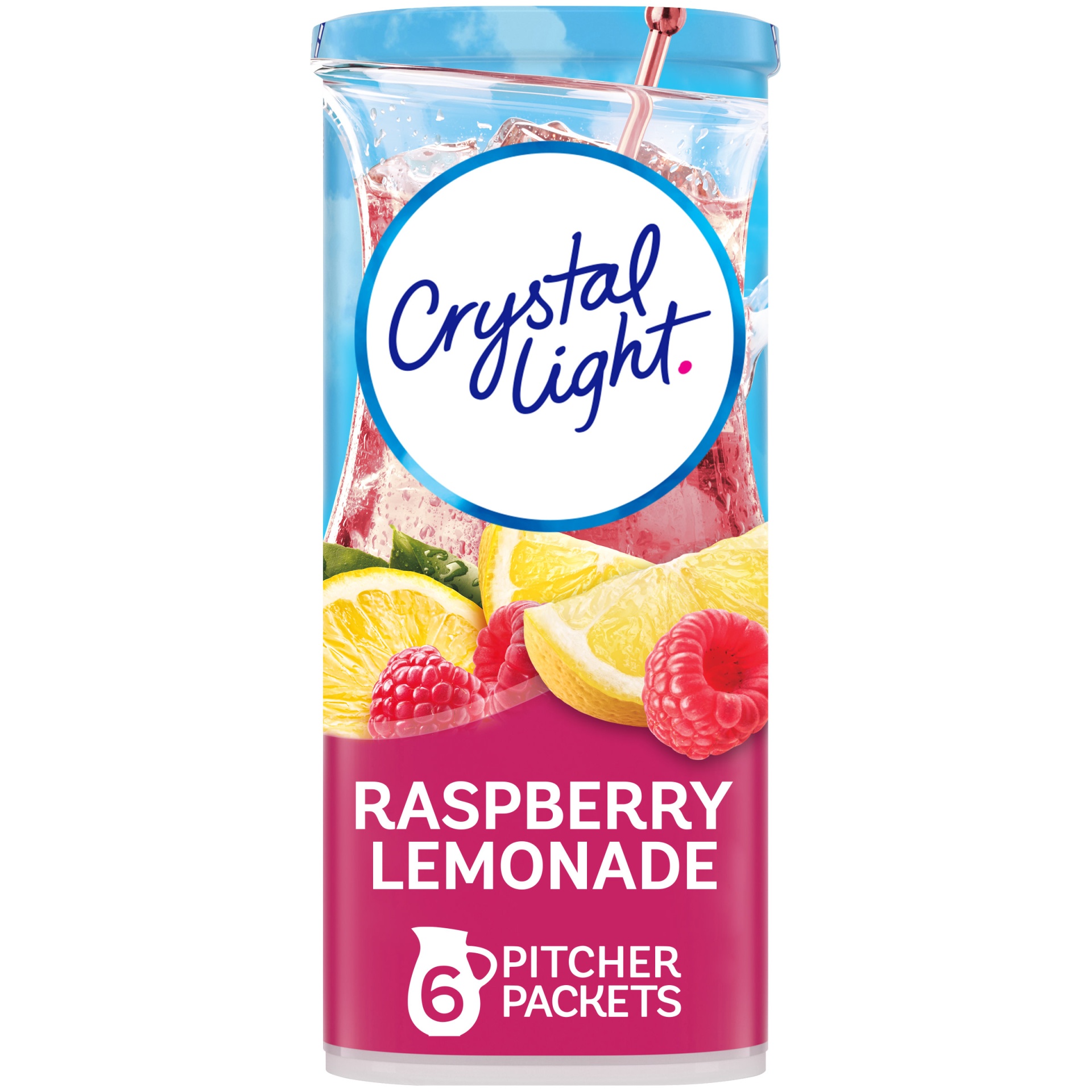 slide 1 of 7, Crystal Light Raspberry Lemonade Artificially Flavored Powdered Drink Mix Pitcher Packets, 6 ct; 1.8 oz