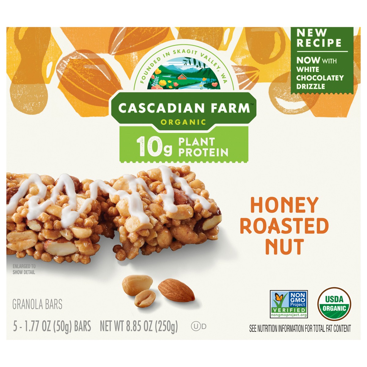 slide 1 of 1, Cascadian Farm Protein Chewy Bar Organic Non-Gmo Honey Roasted Nut, 5 ct; 1.77 oz