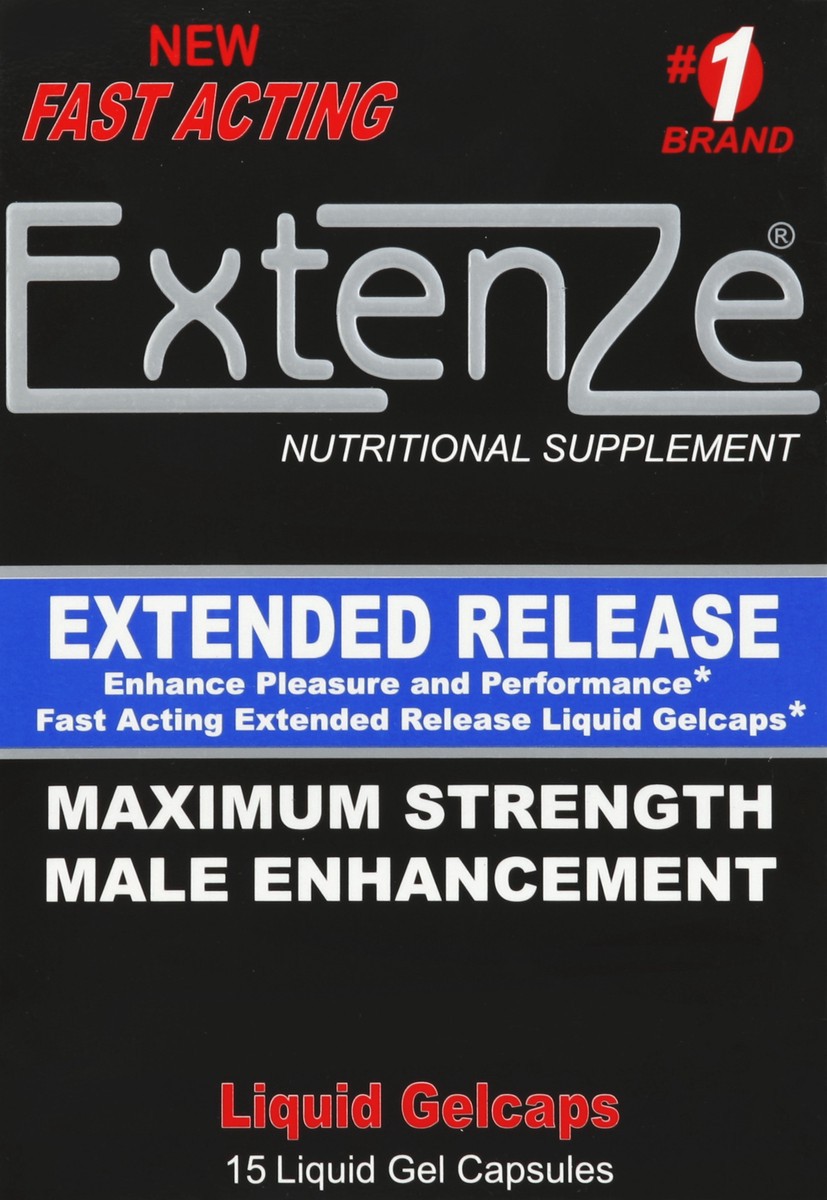 slide 1 of 7, Extenze Extended Release Maximum Strength Male Enhancement Liquid Gel Capsules, 15 Ct, 1 ct