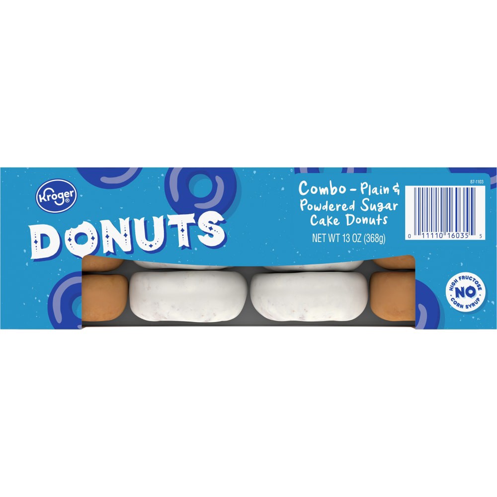 slide 2 of 4, Kroger Plain & Powdered Cake Donuts, 12 ct / 13 oz