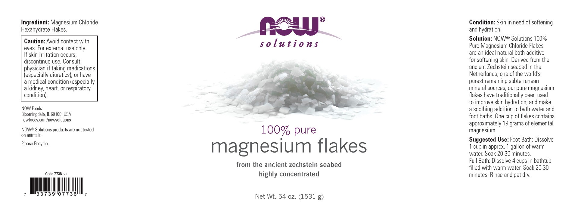 slide 3 of 4, NOW Magnesium Flakes - 54 oz., 54 oz