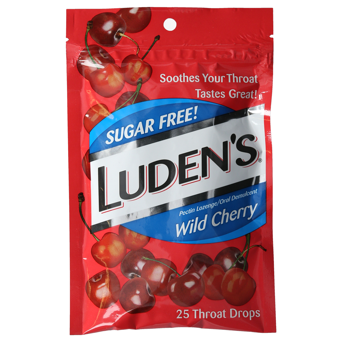 slide 1 of 9, Luden's Wild Cherry Sugar Free Throat Drops, 25 ct