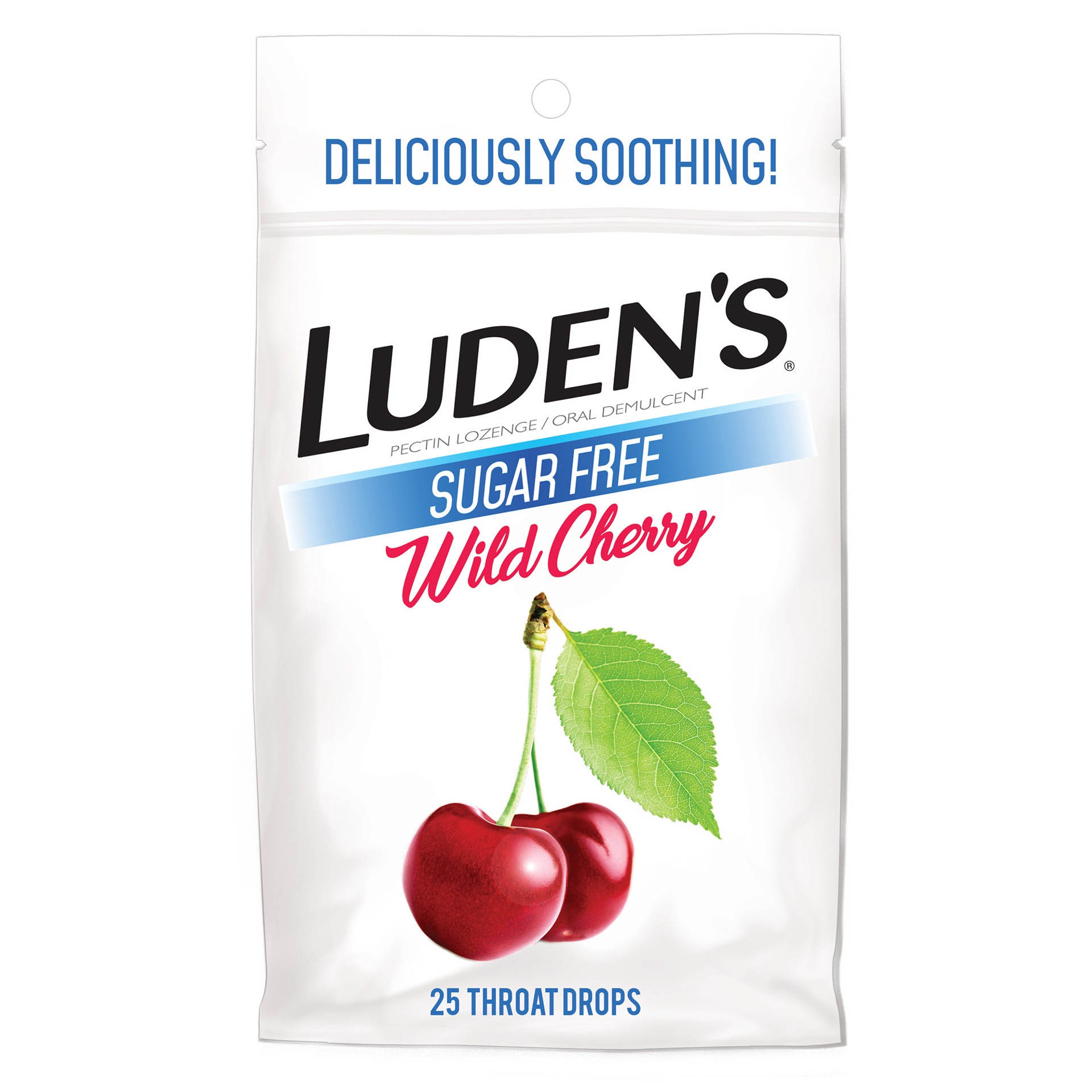 slide 1 of 10, Luden's Sore Throat Drops, For Minor Sore Throat Relief, Sugar Free Wild Cherry, 25 Count, 25 ct
