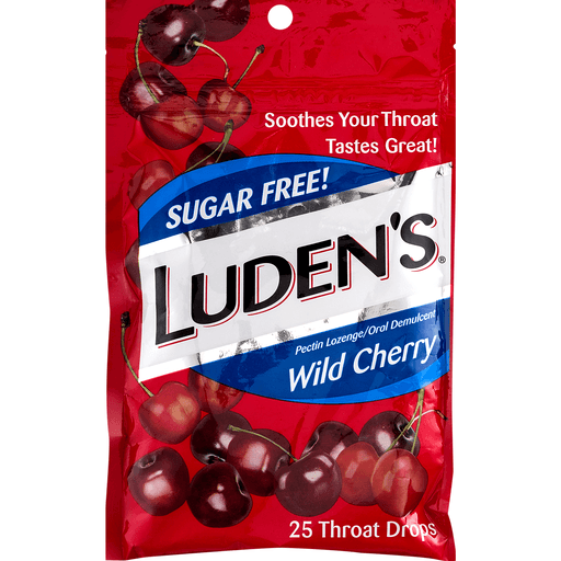 slide 4 of 9, Luden's Wild Cherry Sugar Free Throat Drops, 25 ct