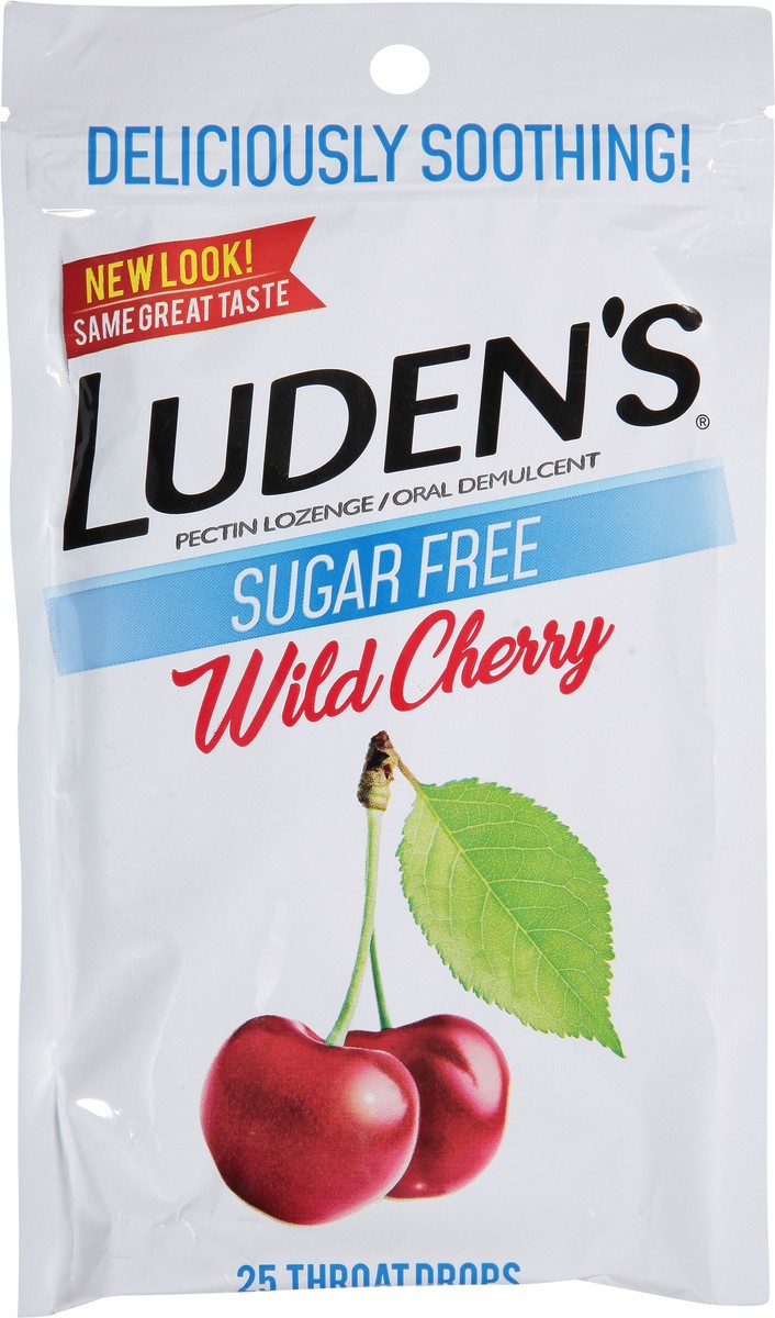 slide 10 of 10, Luden's Sore Throat Drops, For Minor Sore Throat Relief, Sugar Free Wild Cherry, 25 Count, 25 ct