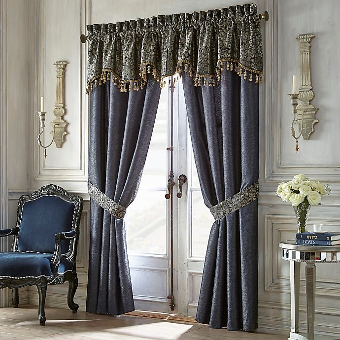 slide 1 of 1, Waterford Vaughn Scalloped Window Valance - Navy/Gold, 1 ct