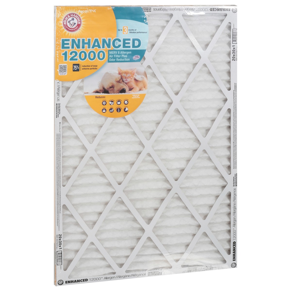 slide 2 of 9, ARM & HAMMER Enhanced 12000 Merv 8 Allergen Air Filter Plus Odor Reduction 1 ea, 1 ct