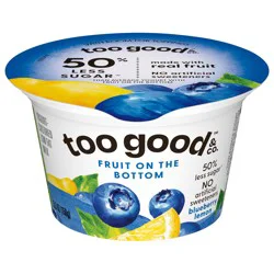 Too Good & Co. Fruit on the Bottom Blueberry Lemon Yogurt-Cultured Low Fat Milk Product, Smooth and Creamy Adult Snacks with Real Fruit, 5.3 oz Cup