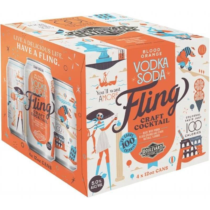 slide 1 of 2, Boulevard Brewing Co. Fling Vodka Soda Blood Orange Cocktail - 4pk/12 fl oz Cans, 12 oz