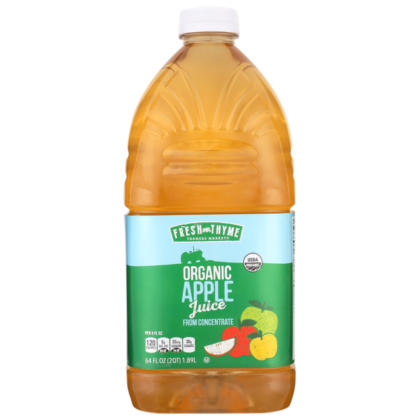 slide 1 of 1, Fresh Thyme Organic Apple Juice, 64 oz
