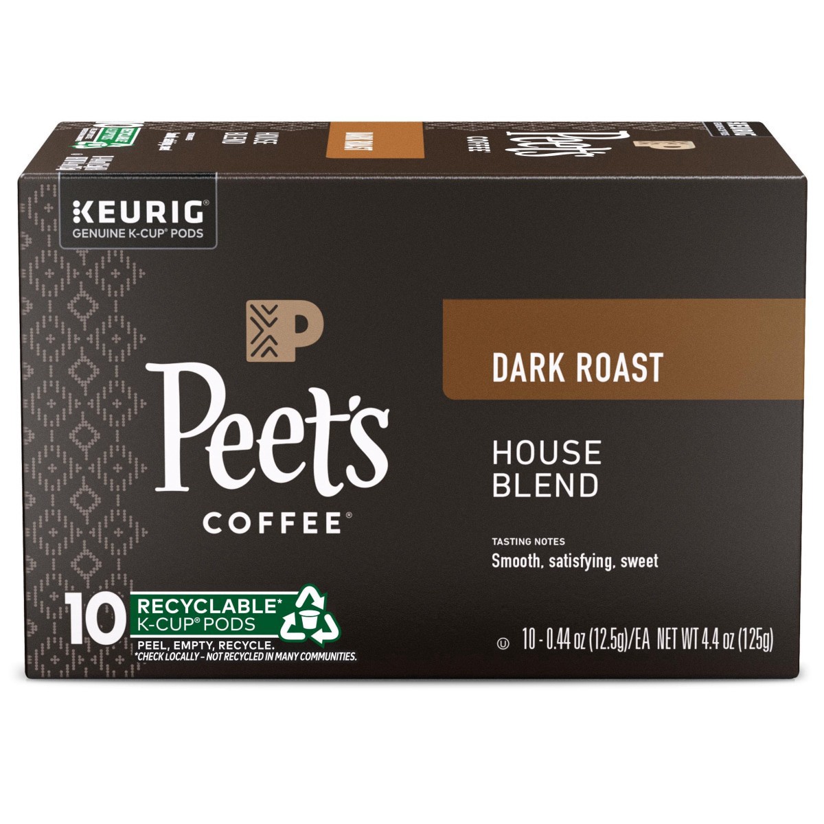 slide 1 of 9, Peet's Coffee House Blend Dark Roast Coffee K-Cup Pods - 4.4 oz, 4.4 oz