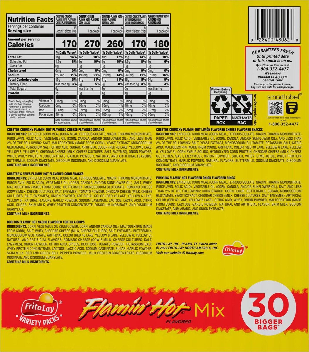 slide 7 of 15, Frito-Lay Flamin' Hot Mix Flavored Variety 52 1/2 Oz 30 Count, 30 ct