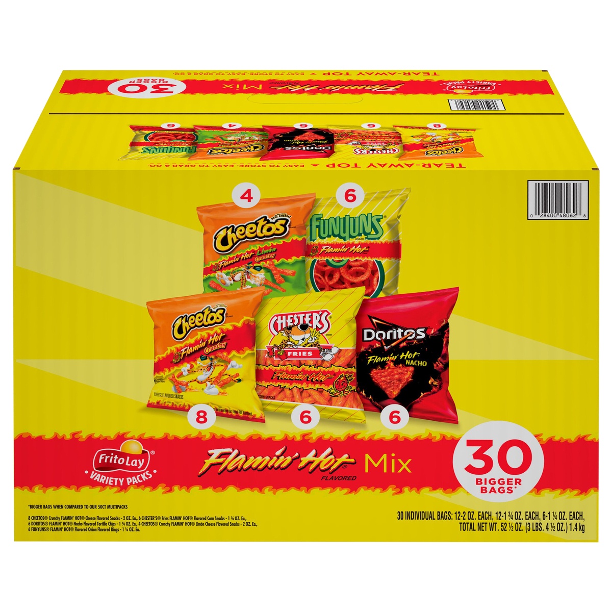 slide 1 of 1, Frito Lay Flamin' Hot Mix Flavored Variety 52.5 Oz 30 Count, 30 ct