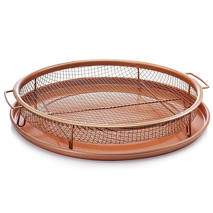 slide 1 of 1, Gotham Steel Ti-Cerama Nonstick 12-Inch Round Copper Crisper Tray Set, 2 ct