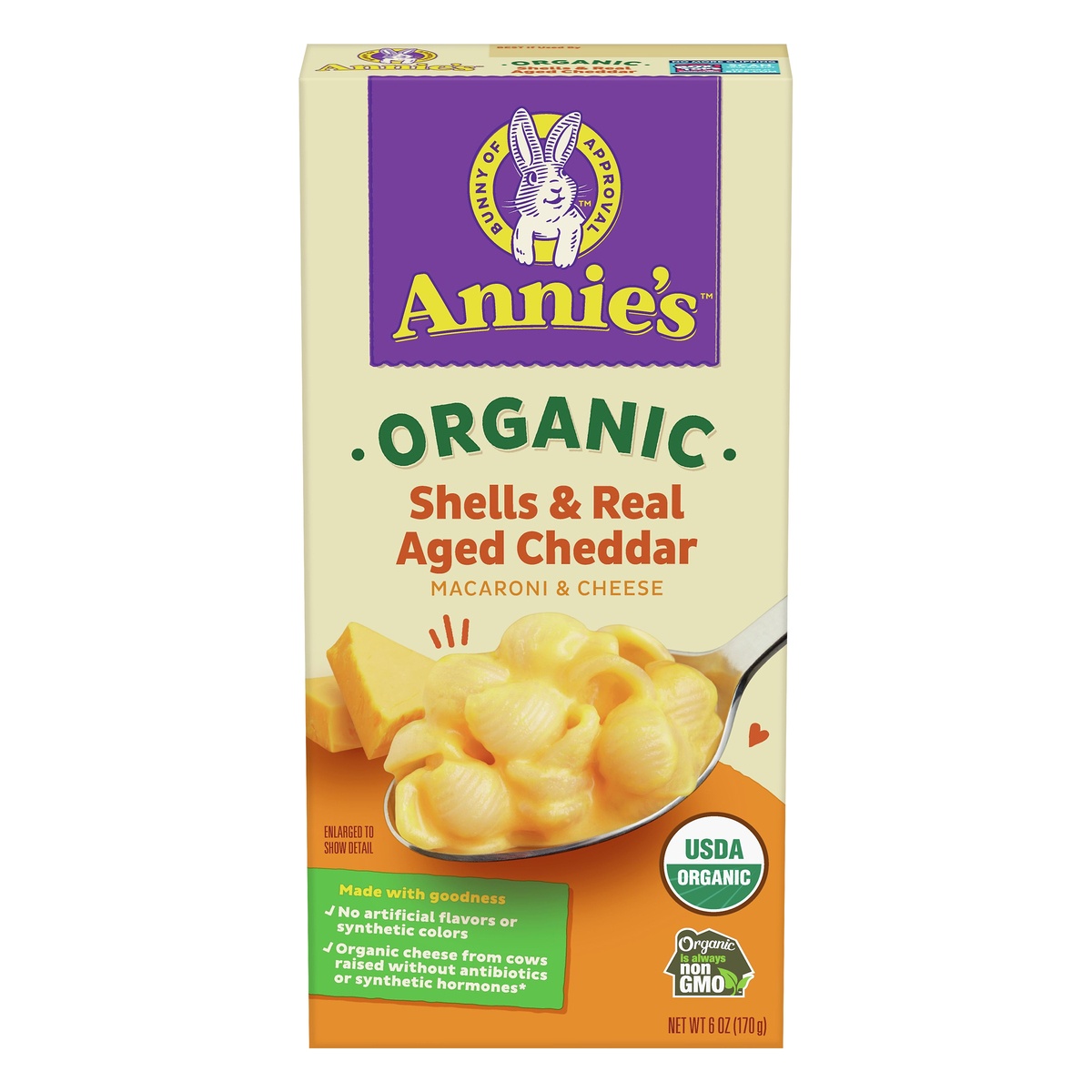 slide 1 of 1, Annie's Organic Shells & Real Aged Cheddar Macaroni & Cheese 6 oz, 6 oz