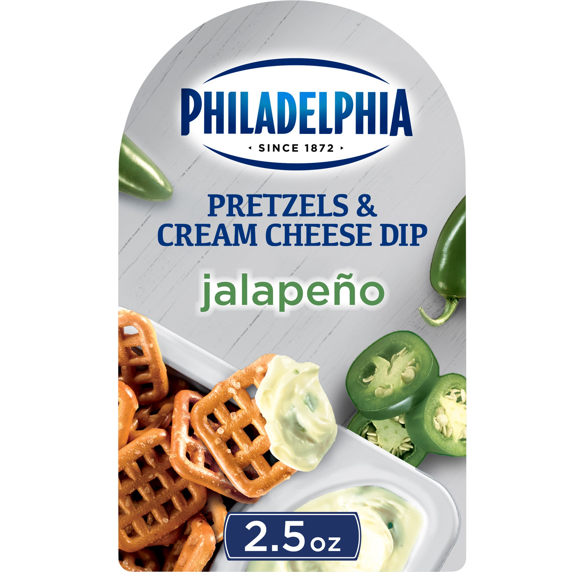 slide 1 of 9, Philadelphia Pretzels & Jalapeno Cream Cheese Dip Snack, 2.52 oz Tray, 2.52 oz