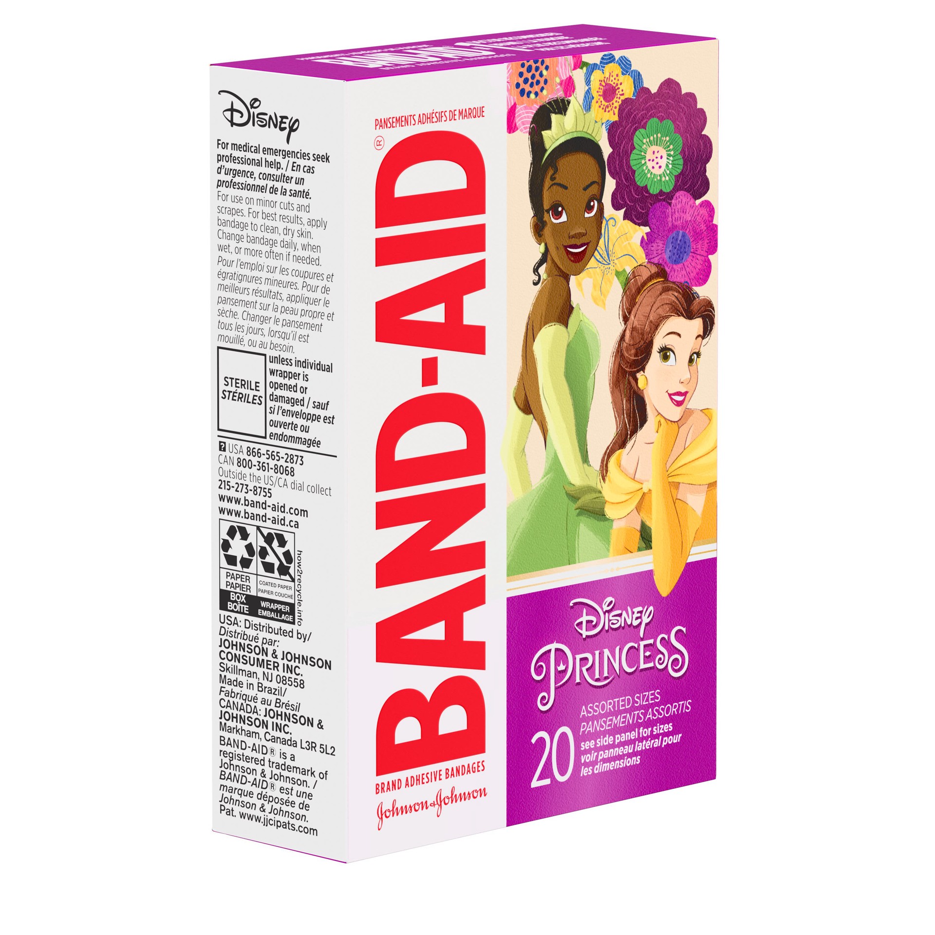 slide 4 of 7, BAND-AID Brand Bandages for Kids, Disney Princess Characters, Assorted Sizes, 20 Count, 20 ct